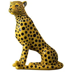 Home office resin craft sculpture decoration fiberglass animal leopard statue for sale