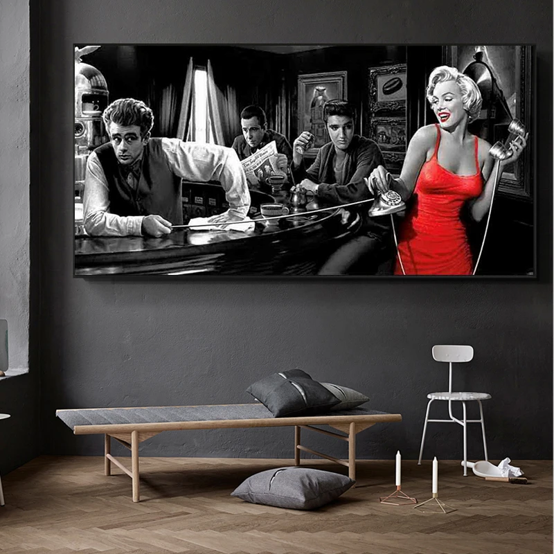 James Dean Marilyn Monroe Elvis Presley Canvas Paintings Posters and Prints Wall Art Pictures for Living Room Decor (No Frame