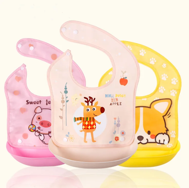Baby child three-dimensional removable bib waterproof bib disposable wash towel EVA  silicone rice pocket