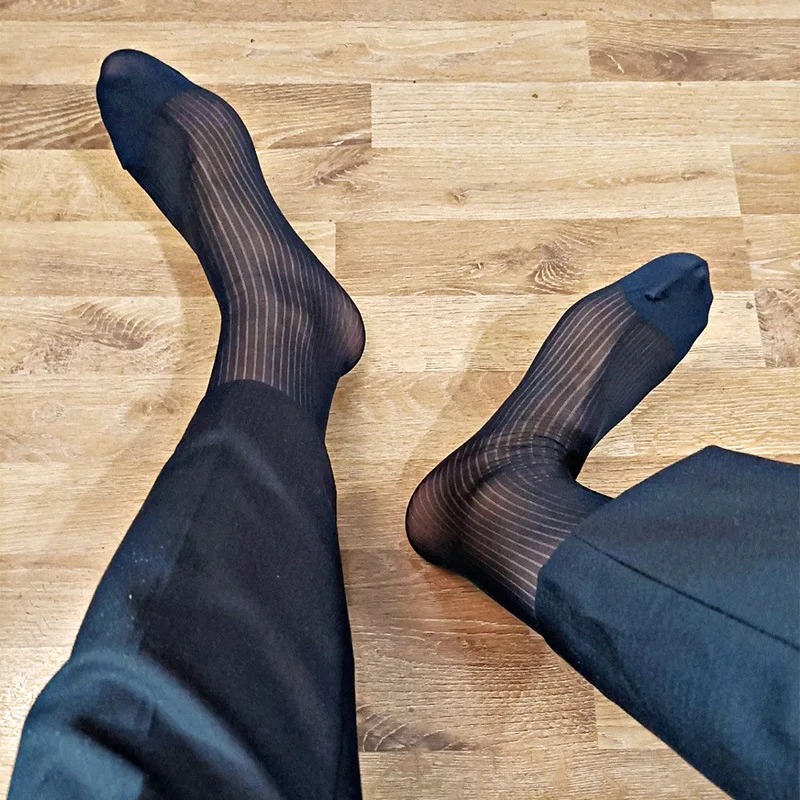 Fashion Mens Socks Formal Suit Dress Hose Sexy Sheer Man Stocking Gay Harajuku Fetish Men Gay Guy Sock Foot