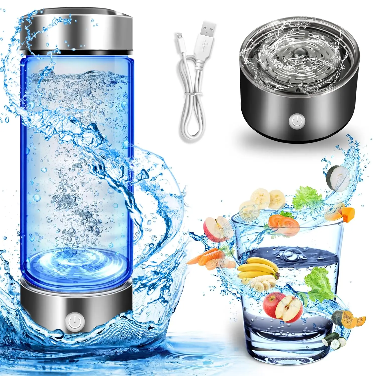 New SPE/ PEM Hydrogen Rich Generator Water Ionizer Bottle With Seperate High Pure Hydrogen Bottle Use 420ml