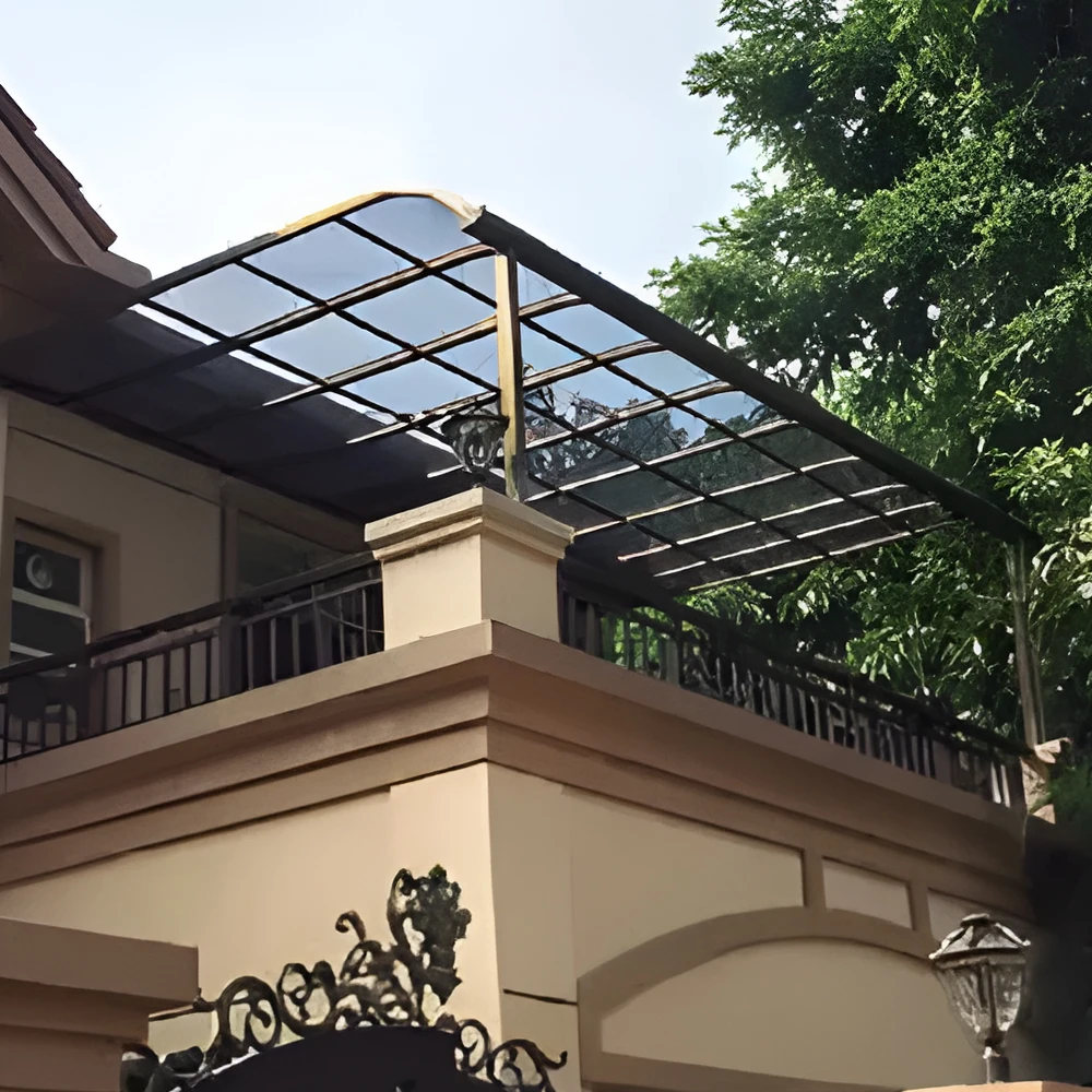 Modern Aluminum Pergola With Polycarbonate Roof   Rainproof Garden Gazebo Canopy Shades