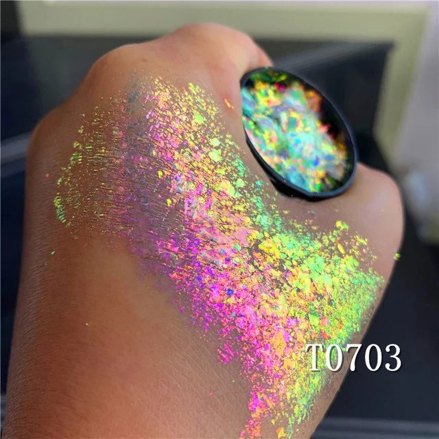 New arrival Cosmetic Cover Pink Acrylic Glitter Flake Chameleon Pigment Holographic Powder For Nails