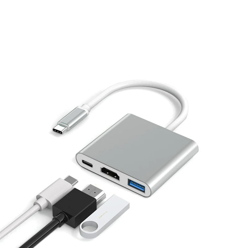 3.0 USB To Type-C Adapter 4K Type-C Hub Splitter 3 USB-C Dock Station RJ45 Card Reader USB C HUB For Macbook Pro