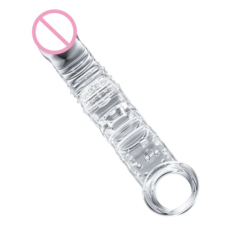 Crystal Dildo Silicone Reusable Condom For Penis Enlargement Thick Penis Sleeve Extender Soft Cock Enlarge Cover Intimate Goods