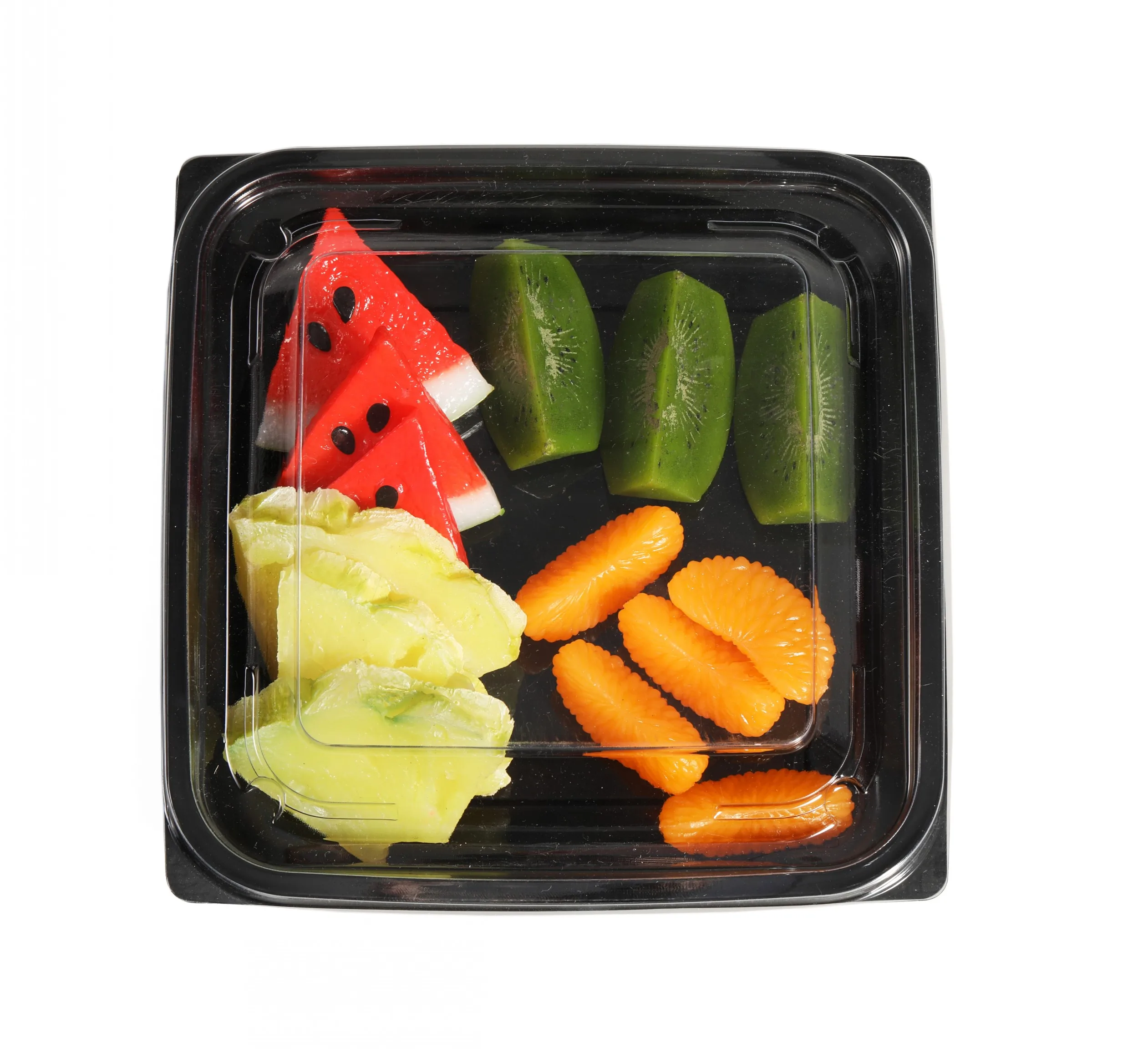 Wholesale Disposable Fruit Salads Packaging Box Clear PET Plastic Square Box Snack Tray With Transparent Lid
