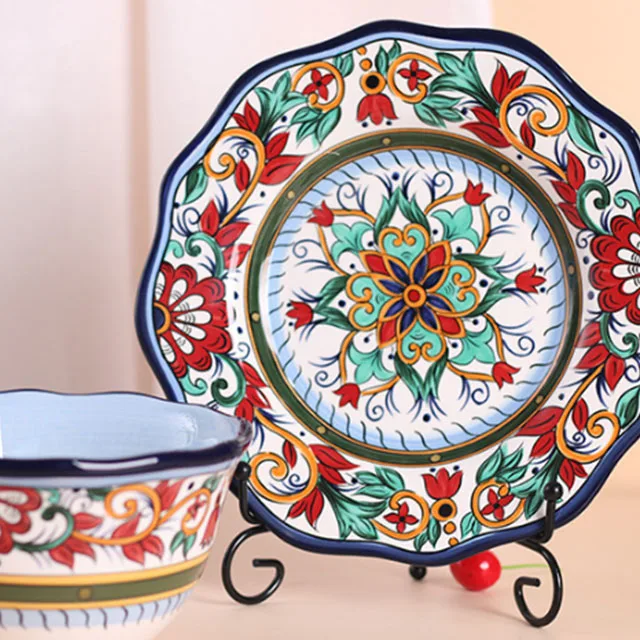 Tableware set Ceramic Plate Home 2021 New Nordic steak plate Hand-painted noodle bowl Dish