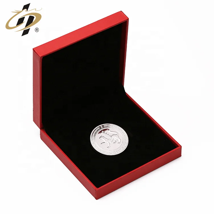 Shuanghua Made Zinc Alloy Silver Metal Medallion Custom Engraved Logo 3D Souvenir Coin With Gift Box