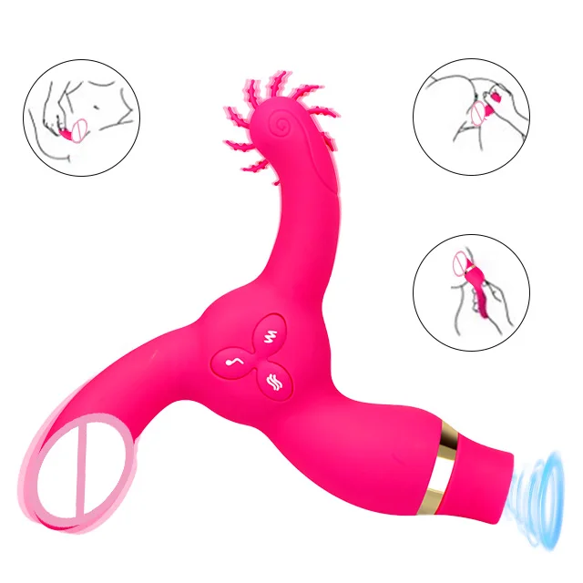 3 In 1 Vibrating 7 Frequency Modes Women Clitoral Stimulation Sex Toys Silicone Sucking Tongue Licking Vibrator