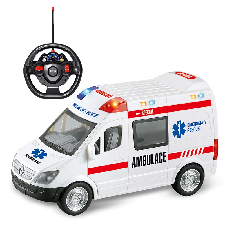Interesting 4CH remote control rc ambulance toys for kids with sound light