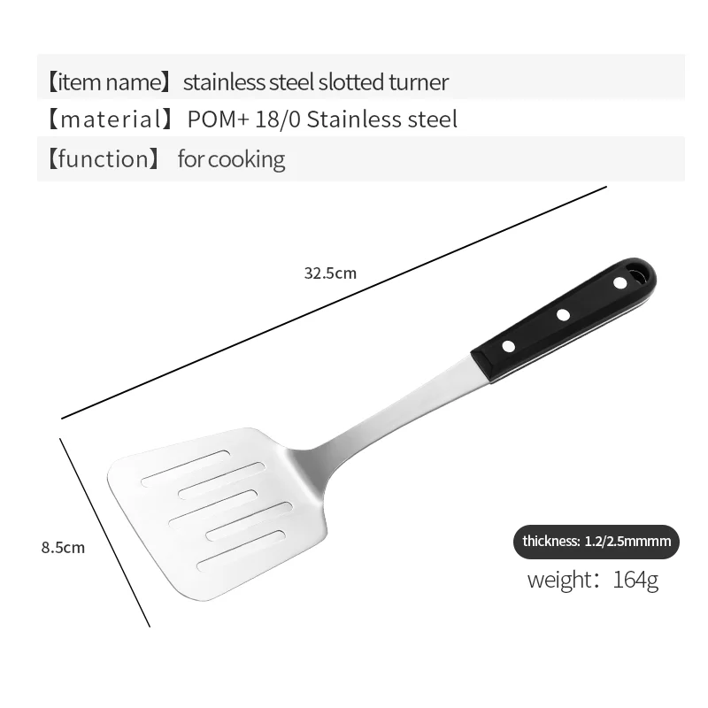 POM Handles Stainless Steel Cooking Slotted Turner Spatula   Heavy Duty Metal Kitchen Spatulas