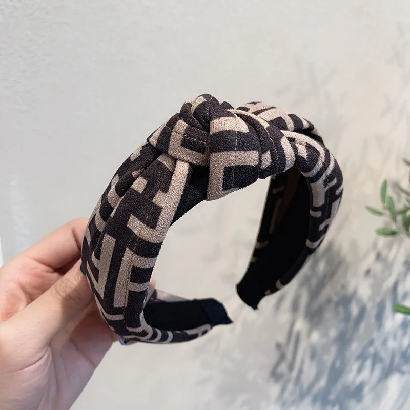Factory Direct Luxury F Letter Face Wash Hair Band South Korea Import All-Match Headband Fragrance Hair Elastic Fabric