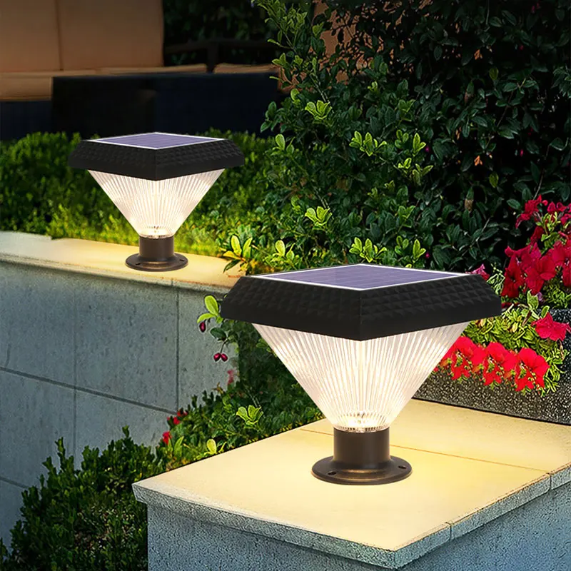 IP65 Waterproof ABS Body Light Sensor Solar Powered LED Landscape Bollard Outdoor Garden Lights for Courtyard