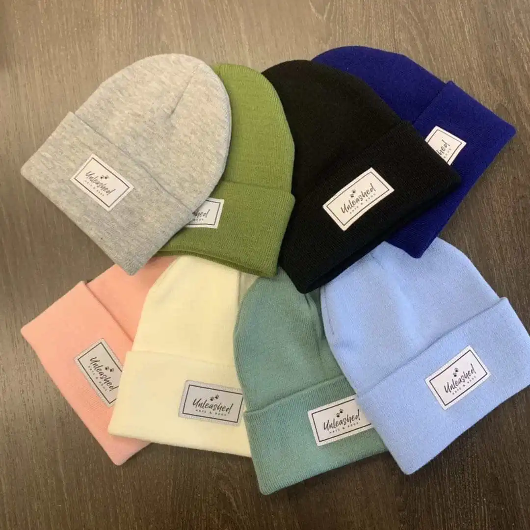 Custom embroidery logo Acrylic Kid Winter Warm Double Knit Unisex Sports Beanie Hats Custom Beanie with Logo