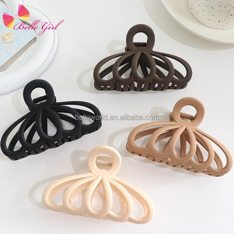 BELLEWORLD bulk premium hair clamps accessories 11cm 1pcs korean coffee beige matte geometric large hair claw clip acrylic