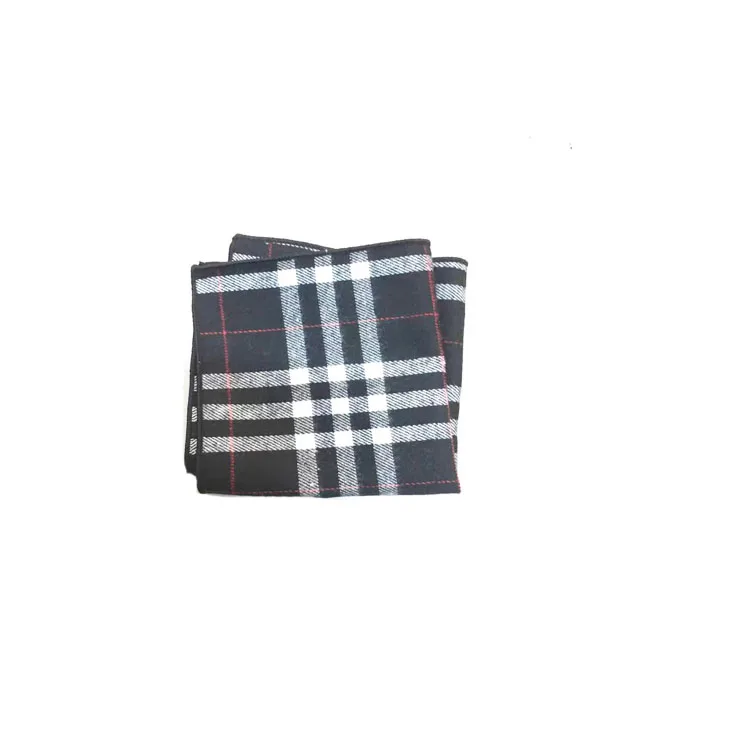 Plaid Cotton Handkerchief 23CM Pocket Square Roll Edge