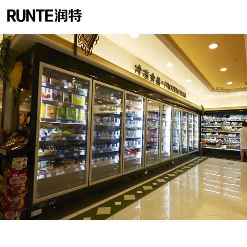 Color Customized Commercial Supermarket Vegetable and Fruit Automatic Defrosting Cooler 10 door display fridge refrigerator