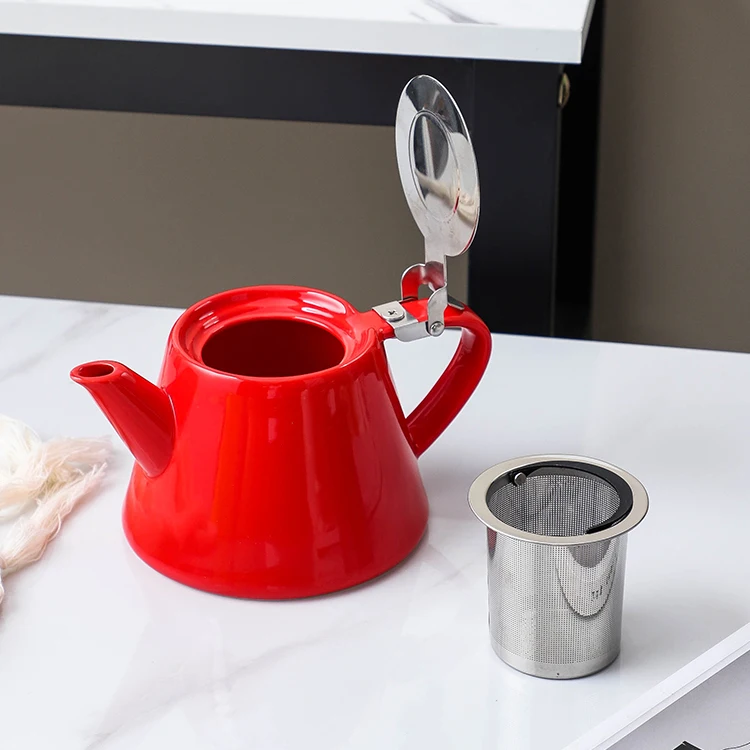 Modern Nordic Style Stainless Lid Tea Pot Coffee Tea Cup Sets Afternoon Porcelain Tea Set With Wooden Tray