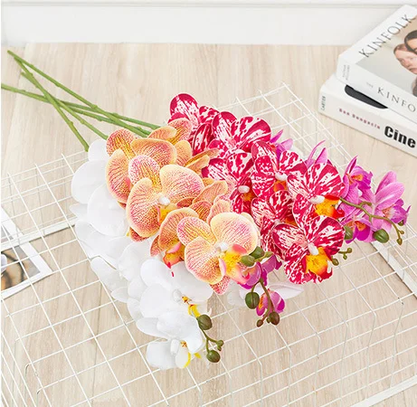 Искусственный цветок Phalaenopsis 3D печать на 9 головках свадебное украшение для дома цветочное высокого качества Орхидея-бабочка