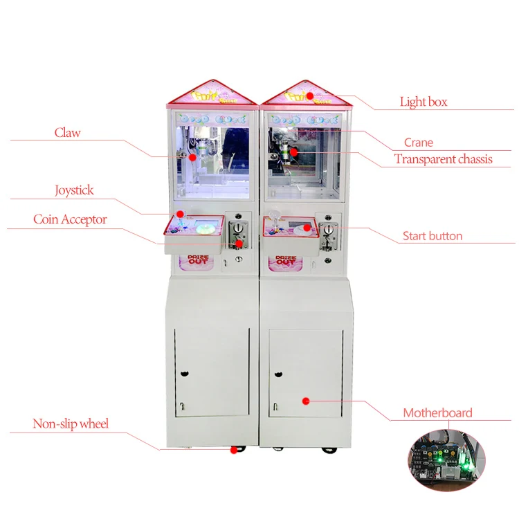 Lifun Coin Operated Small Claw Machine Mini Doll Crane Machine with Cash Bill Acceptor for USA Market