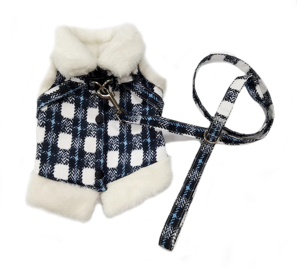 Personalized Custom Logo Warm Berber Fleece Velvet Fabric Dog Harness Vests Clothes for Winter