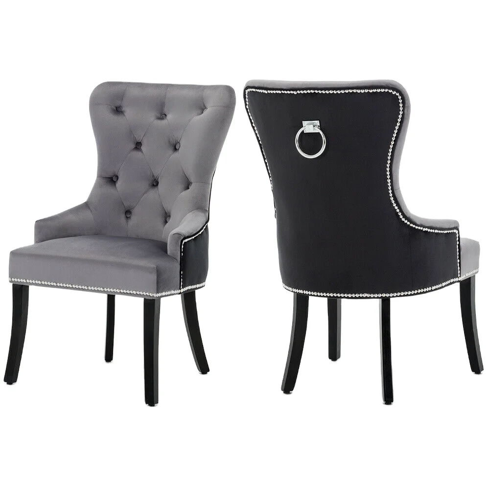 
Wholesale 2021 French Wooden Gray Black Dining Velvet Chair Restaurant 