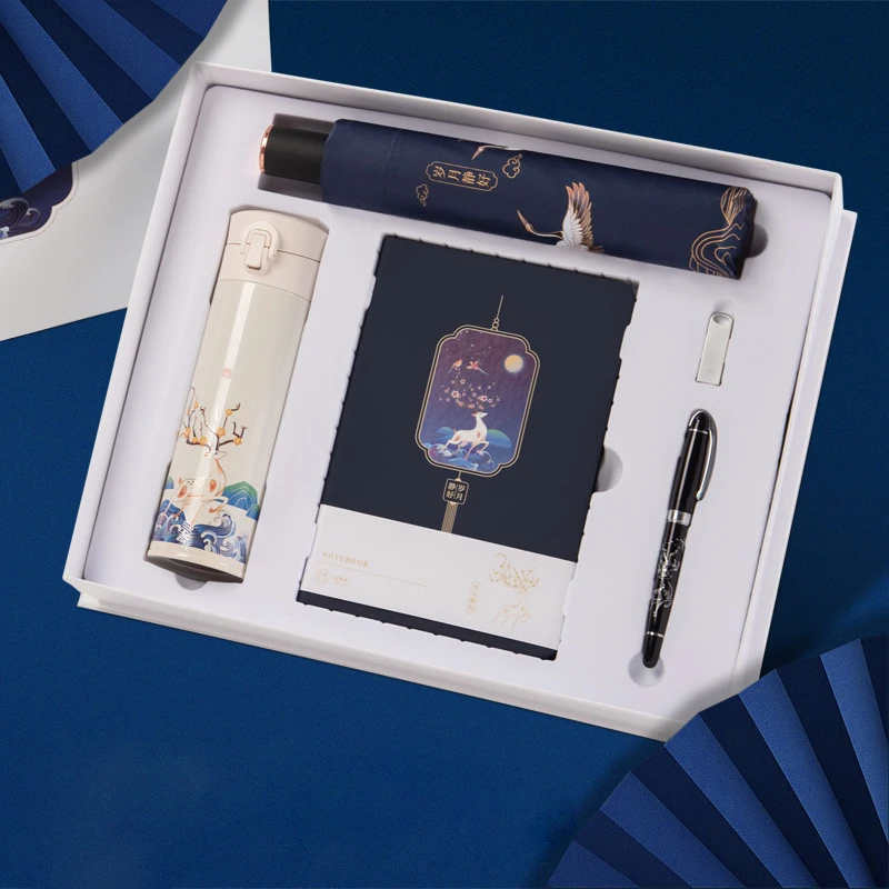 business gift set luxury Flask Usb Pen A5 Notebook Name Card Holder Wireless Mouse Corporate Business Gift Set Customizable