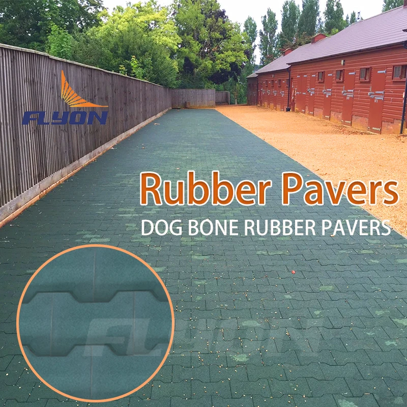 Firm Brick Puzzle Rubber Paver Use for Horse Interlocking Rubber Dog bone Pavers