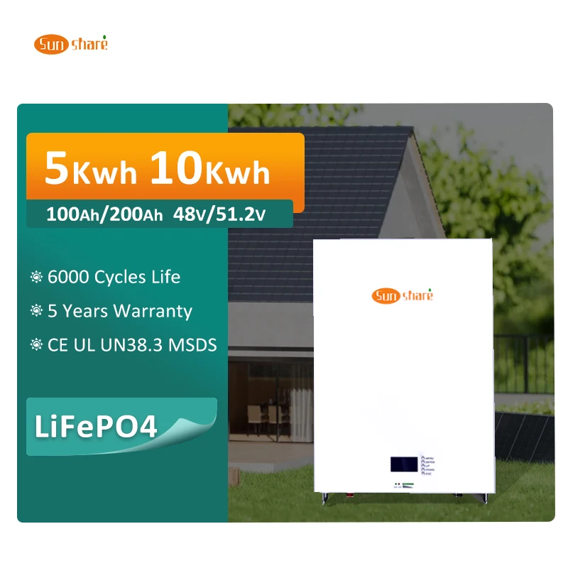 Настенный литий-ионный Аккумулятор Lifepo4 аккумулятор 48 В 51 2 100 А/ч 200 6000 циклы с длительным сроком службы