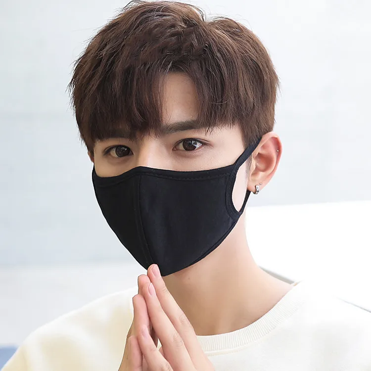 black custom design logo fashion wholesale reusable washable protective mask cotton cloth party face masks windproof dust proof