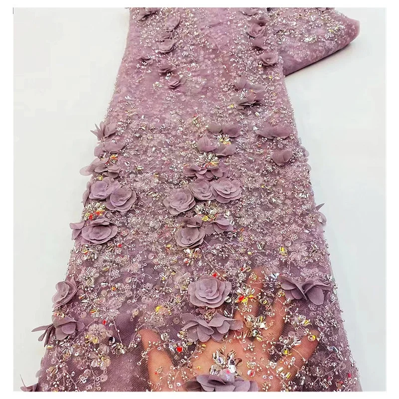 3d Tulle Flower Net Lace Fabric Embroidery For Dress