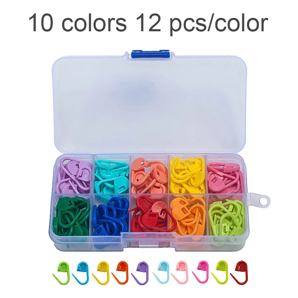 120 шт., пластиковые цветные маркеры для вязания крючком