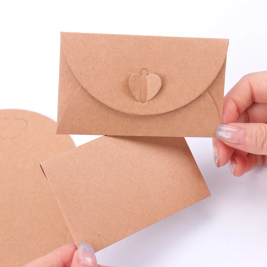 Handmade Paper String Romantic Love Letter Envelope Vintage Love Button Envelope Kraft Paper Gift Card With Envelope