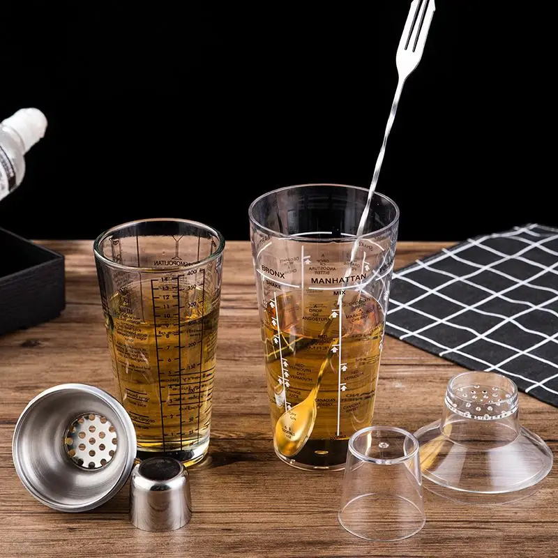 Шейкер для коктейлей Martini со стеклянными шкалами шейкер шампанского вина напитков барный инструмент чашка фруктового сока снега