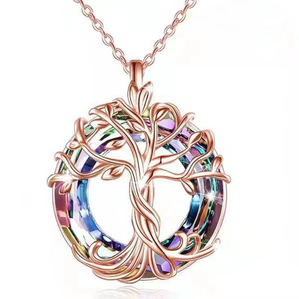 Wholesale colorful Tree of Life pendant personalized simple hollow out tree of Life Necklace