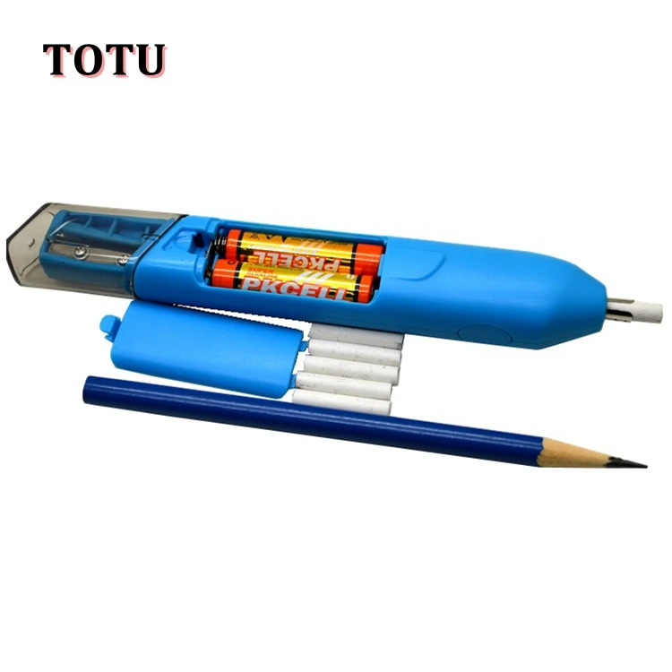 Mini custom round stationery blue plastic school ABS Electric Eraser - Blue (2pcs 3A batteries)