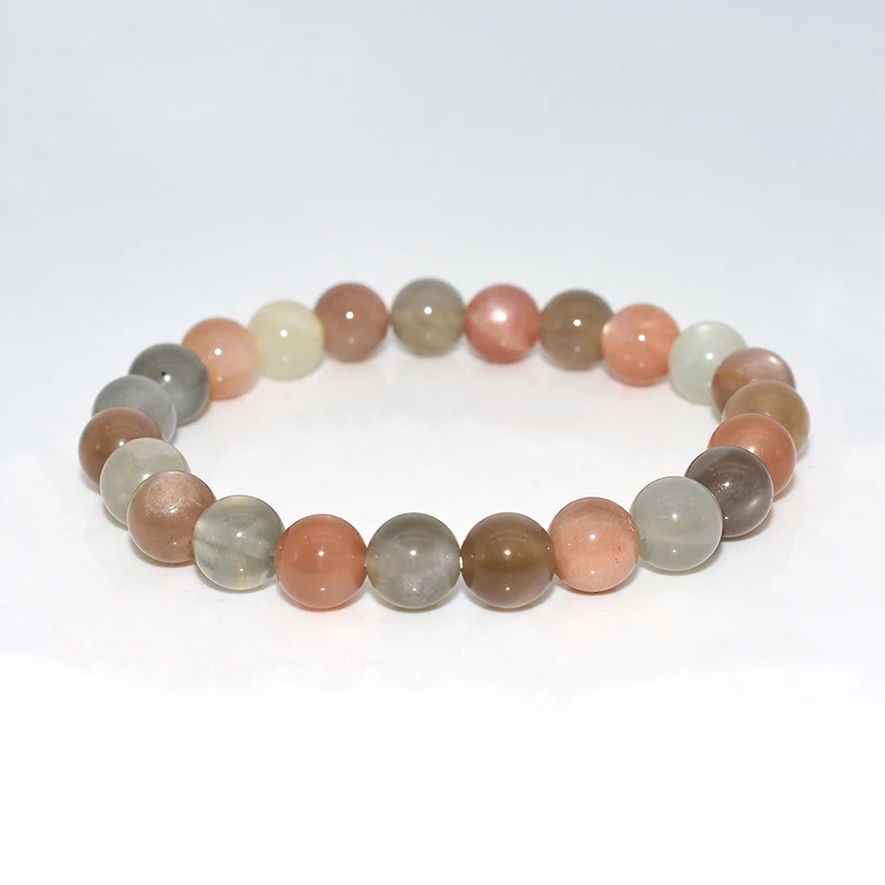 Wholesale 6/8/10mm Natural Multicolor Moonstone Bracelet For Women Men