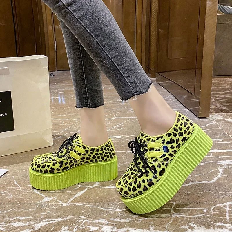 2021 Fashion Creepers Flats Women Punk Platform Shoes Woman Zebra Pattern Suede Flat Shoes Women Casual Shoes Zapatos De Mujer
