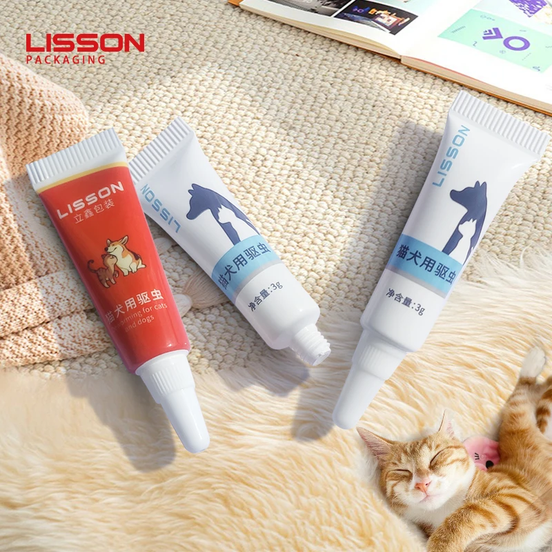 Mini Ointment Tube Manufacturer Lisson Wholesale Custom Cream Long Nozzle Ointment Squeeze Packaging Tube for Pets