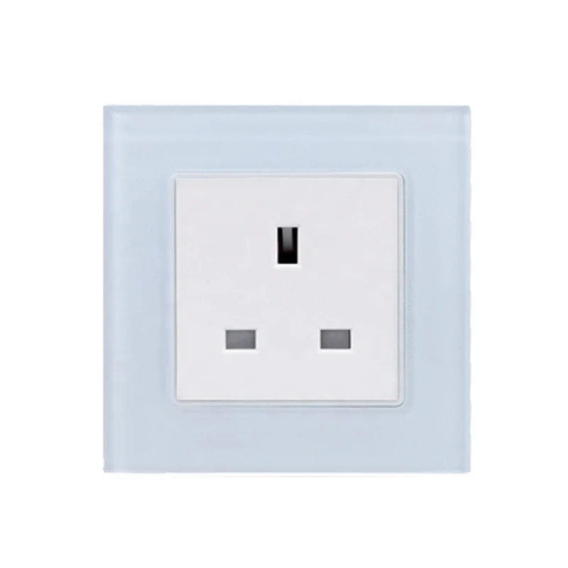Luxury Toughened Glass Panel British Type 13A 250V 3-Pin Single Power Socket