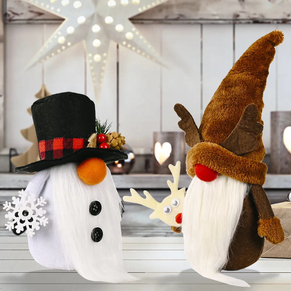 2021 Fashion Cute Santa Snowman Deer Shaped Doll Christmas Doll Christmas Tree Hanging Ornament 2022 standing Doll