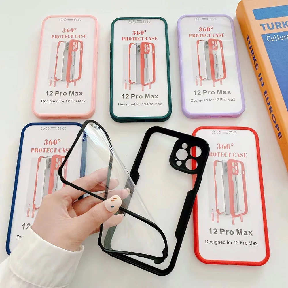 360 full protective case screen protector Soft TPU back Acrylic combo case for Samsung A22  back cover