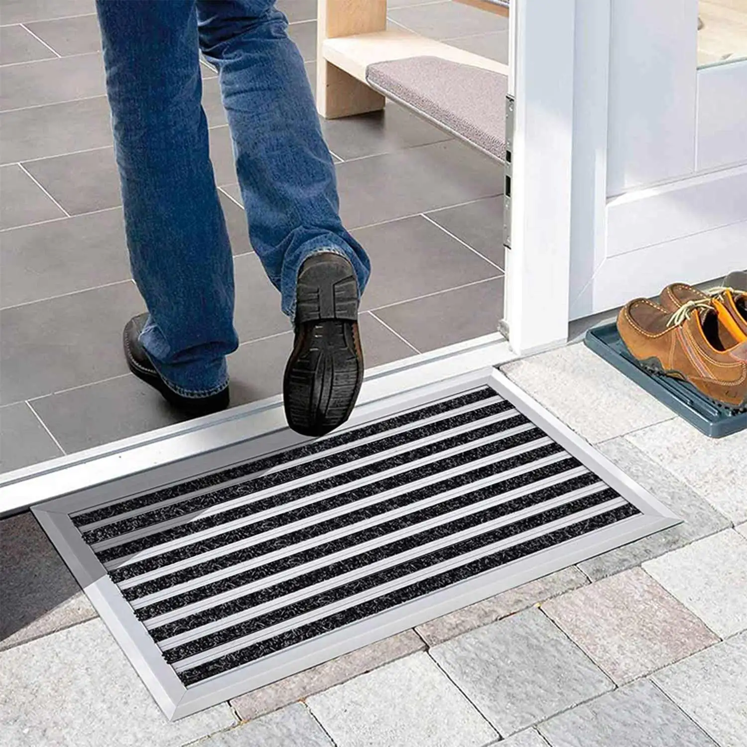 Modular Entrance Welcome Patio Porch Non-Slip Outdoor Aluminium Metal Front Door Mats Aluminum Alloy Floor Mat