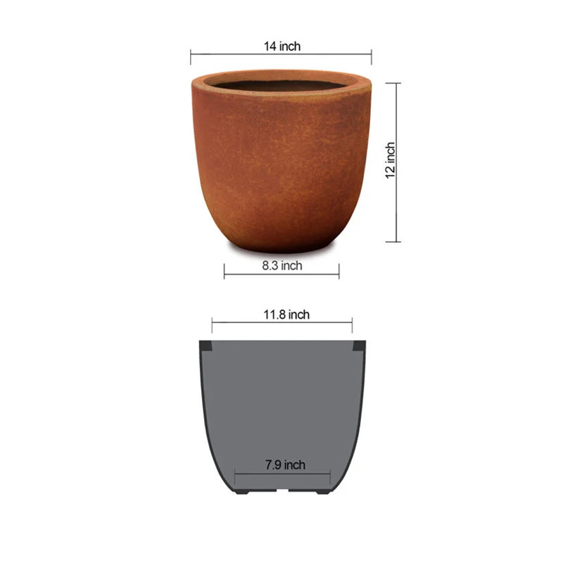 Outdoor flower pot bowl plant culture metal flower pot