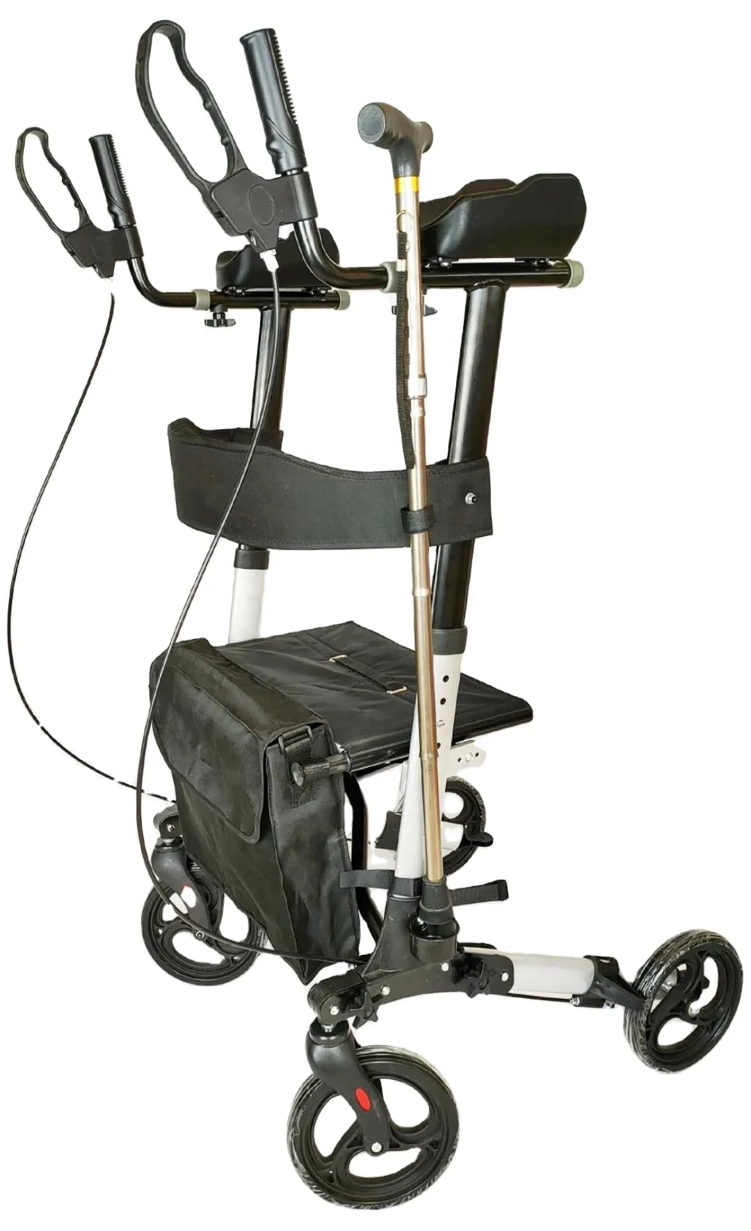 Portable Folding Aluminium Rollator Walker with Push-down Handle Brake for Elderly