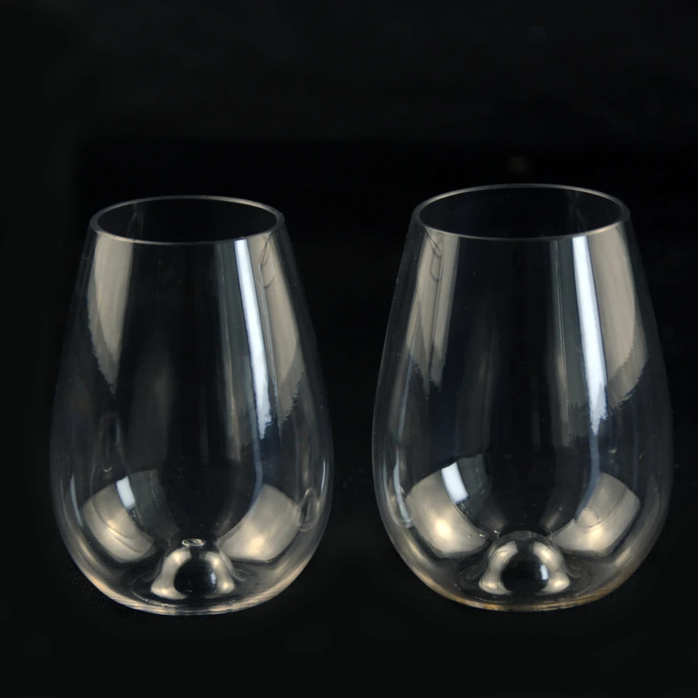 
New product Unbreakable16oz Plastic Wine Glass Egg Shape Stemless Glass 