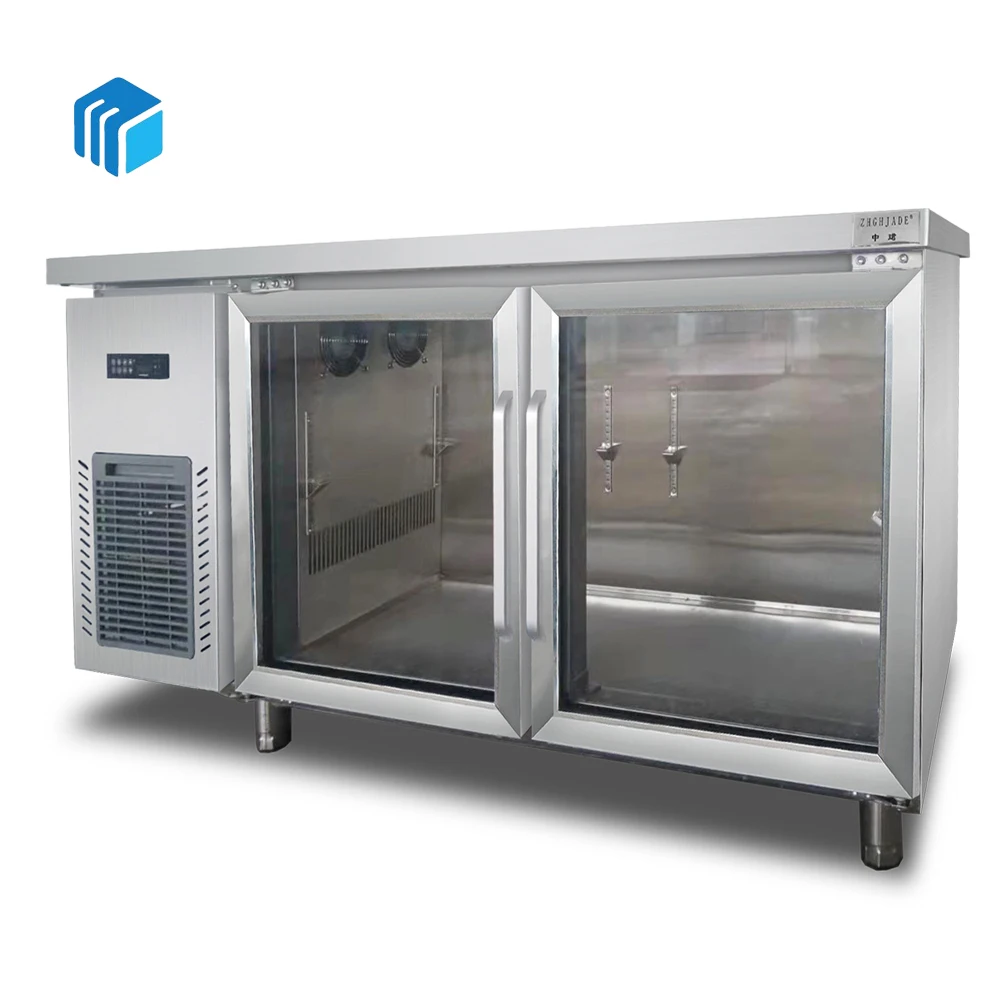 Оригинальный Рабочий стол с воздушным охлаждением, холодильник с синим светом, 2 двери для бара/ресторана/магазина молочного чая/кофе