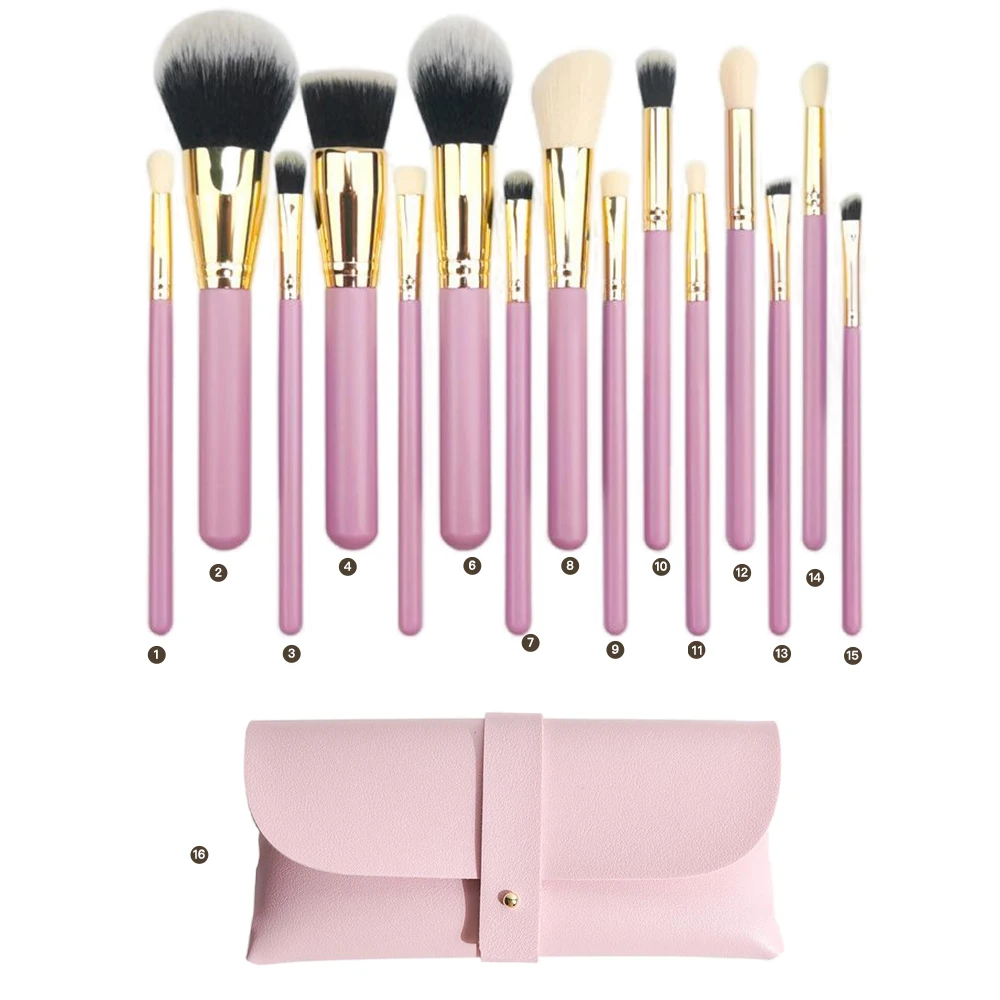 Discount Makeup Brush Set 15pcs Premium Cosmetic Brush Foundation Blush Concealer Eyeshadow Eyebrow Highlight Pink Make Up Brush