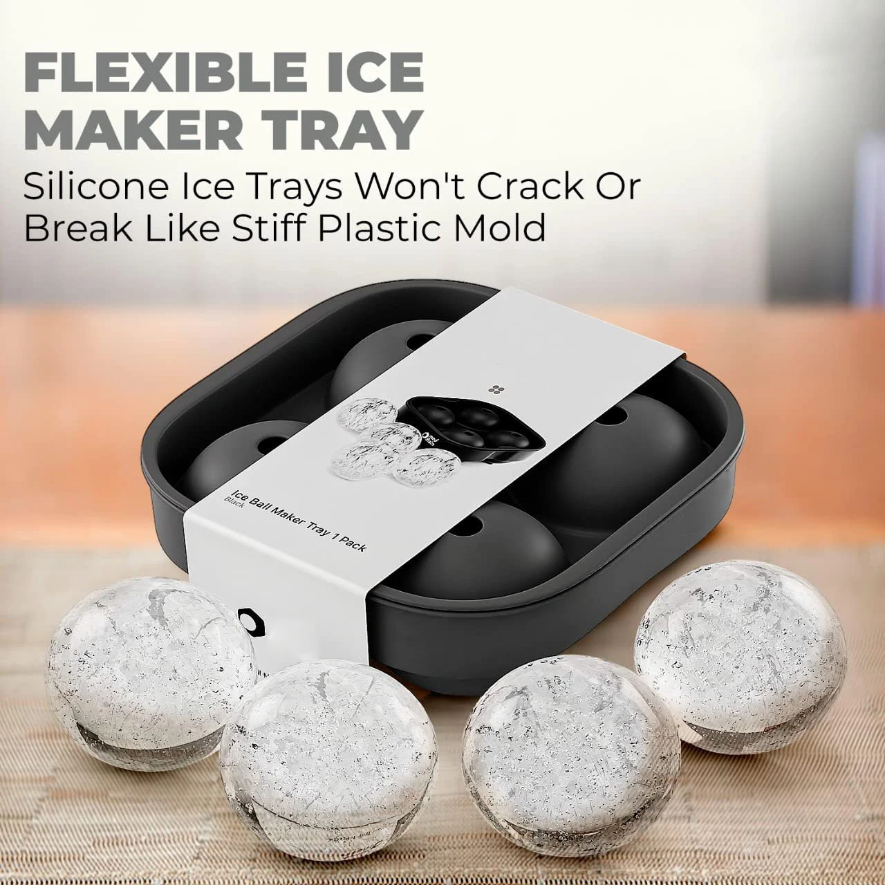 Wholesale Cusiom Bpa free food grade silicone Sphere Ice Cube Mold Non-stick Round Ice Cube Mold With Lid For Whiskey