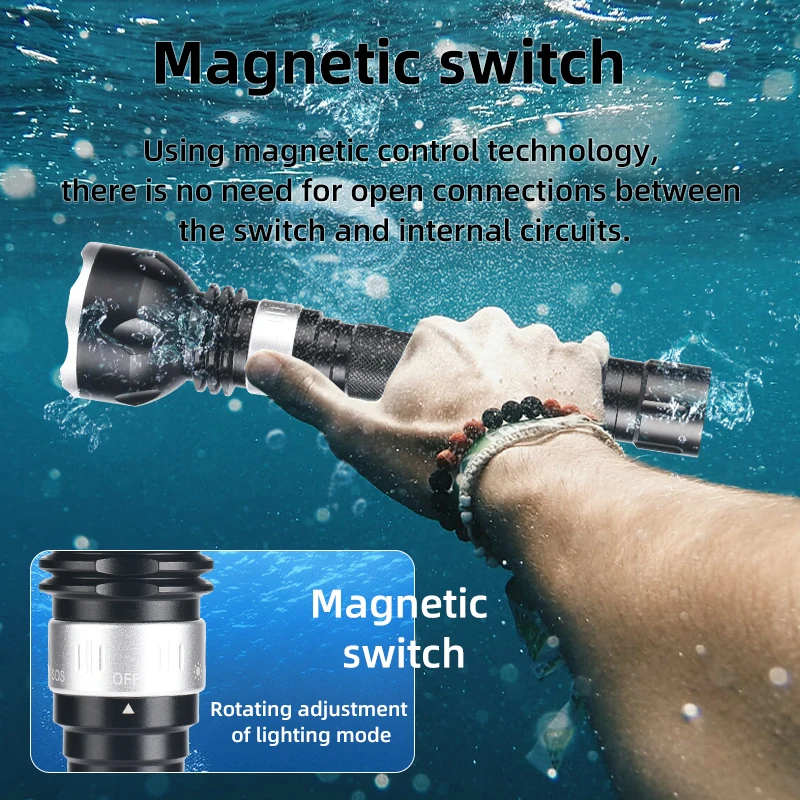 High power aluminum flashlights led torch professional diving flashlight underwater